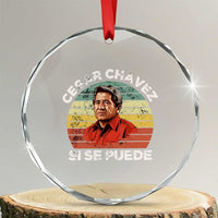 Cesar Chavez Crystal Glass Ornament Si Se Puede Mexican Hispanic Heritage Month Vintage TS02