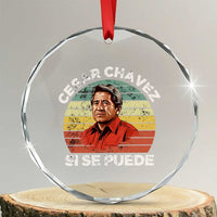 Cesar Chavez Crystal Glass Ornament Si Se Puede Mexican Hispanic Heritage Month Vintage - Wonder Print Shop