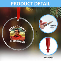 Cesar Chavez Crystal Glass Ornament Si Se Puede Mexican Hispanic Heritage Month Vintage TS02