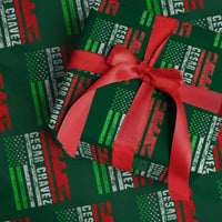 Cesar Chavez Wrapping Paper Roll American Mexican Flag Patriotic Mexico Distressed - Wonder Print Shop