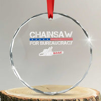 Chainsaw For Bureaucracy Crystal Glass Ornament DOGE Department Of Government TS02