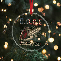 Chainsaw For Bureaucracy Crystal Glass Ornament Funny DOGE USA Flag TS02