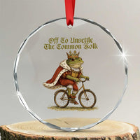 Chaotic Frog Meme Crystal Glass Ornament Off To Unsettle The Common Folk Vintage Unhinged Humor