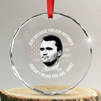 Charlie Kirk Crystal Glass Ornament Free Speech Retro USA Flag TS10