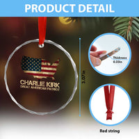 Charlie Kirk Crystal Glass Ornament Great American Patriot USA Flag TS10
