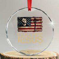 Charlie Kirk Crystal Glass Ornament Its All About Jesus USA Flag Patriotic Christian TS10