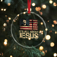 Charlie Kirk Crystal Glass Ornament Its All About Jesus USA Flag Patriotic Christian TS10
