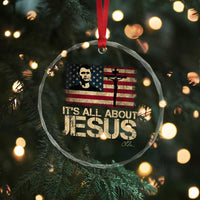 Charlie Kirk Crystal Glass Ornament Its All About Jesus USA Flag Patriotic Christian TS10
