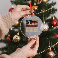 Charlie Kirk Crystal Glass Ornament Its All About Jesus USA Flag Patriotic Christian TS10