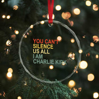 Charlie Kirk Crystal Glass Ornament Retro You Cant Silence Us All - Wonder Print Shop