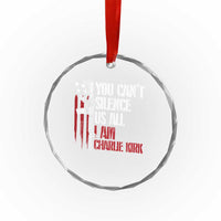 Charlie Kirk Crystal Glass Ornament You Cant Silence Us All USA Flag - Wonder Print Shop