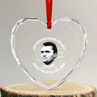 Charlie Kirk Heart Crystal Glass Ornament Free Speech Retro USA Flag - Wonder Print Shop
