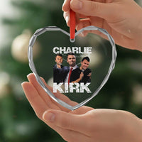 Charlie Kirk Heart Crystal Glass Ornament Freedom Speech A True Patriot Tribute Bootleg - Wonder Print Shop