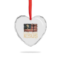 Charlie Kirk Heart Crystal Glass Ornament Its All About Jesus USA Flag Patriotic Christian - Wonder Print Shop