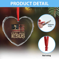 Charlie Kirk Heart Crystal Glass Ornament Its All About Jesus USA Flag Patriotic Christian - Wonder Print Shop