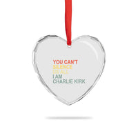 Charlie Kirk Heart Crystal Glass Ornament Retro You Cant Silence Us All - Wonder Print Shop