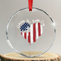 Charlie Kirk Memorial Crystal Glass Ornament Battle Cry Erika Kirk Christian USA Flag Cross TS10