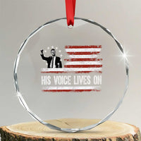 Charlie Kirk Memorial Crystal Glass Ornament His Voice Lives On Vintage Patriotic American Flag TS02