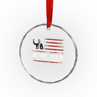 Charlie Kirk Memorial Crystal Glass Ornament His Voice Lives On Vintage Patriotic American Flag TS02