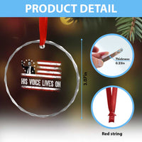 Charlie Kirk Memorial Crystal Glass Ornament His Voice Lives On Vintage Patriotic American Flag TS02