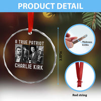 Charlie Kirk Tribute Crystal Glass Ornament A True Patriot Conservative Memorial TS02