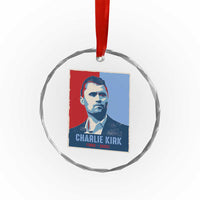 Charlie Kirk Tribute Crystal Glass Ornament Freedom Hope Memorial 1993 2025 TS02