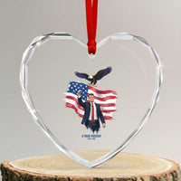Charlie Kirk Tribute Heart Crystal Glass Ornament A True Patriot American Flag Patriotic Eagle - Wonder Print Shop