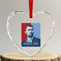 Charlie Kirk Tribute Heart Crystal Glass Ornament Freedom Hope Memorial 1993 2025 - Wonder Print Shop
