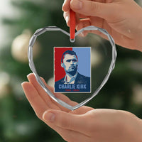 Charlie Kirk Tribute Heart Crystal Glass Ornament Freedom Hope Memorial 1993 2025 - Wonder Print Shop