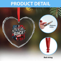 Checkered Flag Racing Heart Crystal Glass Ornament Race Day Team Lover - Wonder Print Shop