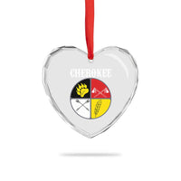 Cherokee Cultural Pride Heart Crystal Glass Ornament Native American Medicine Wheel Art