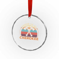Cherokee Heritage Pride Crystal Glass Ornament Vintage Sunset Tomahawk Native American Graphic