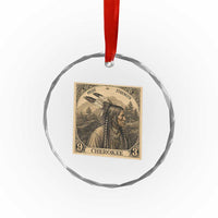 Cherokee Pride Strength Crystal Glass Ornament Native American Vintage Postage Stamp Graphic