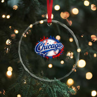 Chicago Pride Dripping Baseball Graphic Crystal Glass Ornament