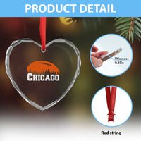 Chicago Skyline Football Graphic Heart Crystal Glass Ornament Bold Windy City Fan Art for Game Days - Wonder Print Shop