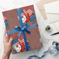 Chicka Boom Boom Patriotic Chicken Wrapping Paper Roll Funny Patriotic 4th of July Red White and Blue Farm - Wonder Print Shop