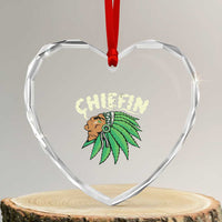 Chiefin Weed Smoking Heart Crystal Glass Ornament Funny 420 Cannabis Pot THC Smoker - Wonder Print Shop