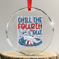 Chill The Fourth Out Crystal Glass Ornament Funny Alligator 4th Of July