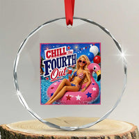 Chill The Fourth Out Doll Meme 4th of July Crystal Glass Ornament