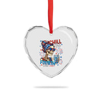 Chill the Fourth Out Skeleton Heart Crystal Glass Ornament Funny Patriotic 4th of July Fireworks Party - Wonder Print Shop