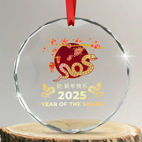 Chinese Lunar New Year 2025 Year Of The Snake Crystal Glass Ornament Cherry Blossom TS11