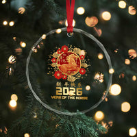 Chinese New Year 2026 Year of The Horse Crystal Glass Ornament Golden Zodiac Horse - Wonder Print Shop