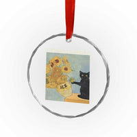 Chinga la Migra Crystal Glass Ornament Subtle FDT Black Cat Meme Van Gogh Art - Wonder Print Shop