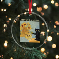 Chinga la Migra Crystal Glass Ornament Subtle FDT Black Cat Meme Van Gogh Art - Wonder Print Shop
