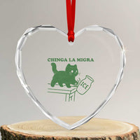 Chinga la Migra Heart Crystal Glass Ornament Funny Subtle FDT Cat Meme - Wonder Print Shop