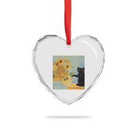 Chinga la Migra Heart Crystal Glass Ornament Subtle FDT Black Cat Meme Van Gogh Art - Wonder Print Shop