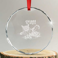 Chinga La Migra Protest Cat Crystal Glass Ornament Spanish Resistance Against Ice