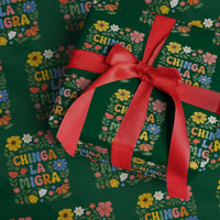 Chinga La Migra Wrapping Paper Roll Funny Boho Floral Resist Retro Pro Immigration