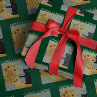 Chinga la Migra Wrapping Paper Roll Subtle FDT Black Cat Meme Van Gogh Art - Wonder Print Shop