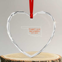 Choctaw Oklahoma OK Map Established 1834 Heart Crystal Glass Ornament